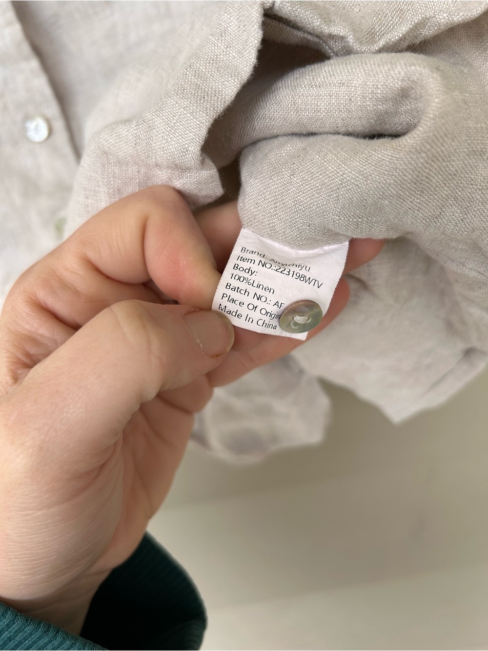 Amazhuyu Natural Linen Button-Front Camisole in Beige - Picture 3 of 4